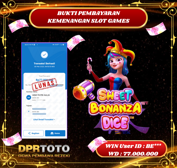 KEMENANGAN BESAR SLOT SWEET BONANZA DICE Rp 77.000.000 - LUNAS
